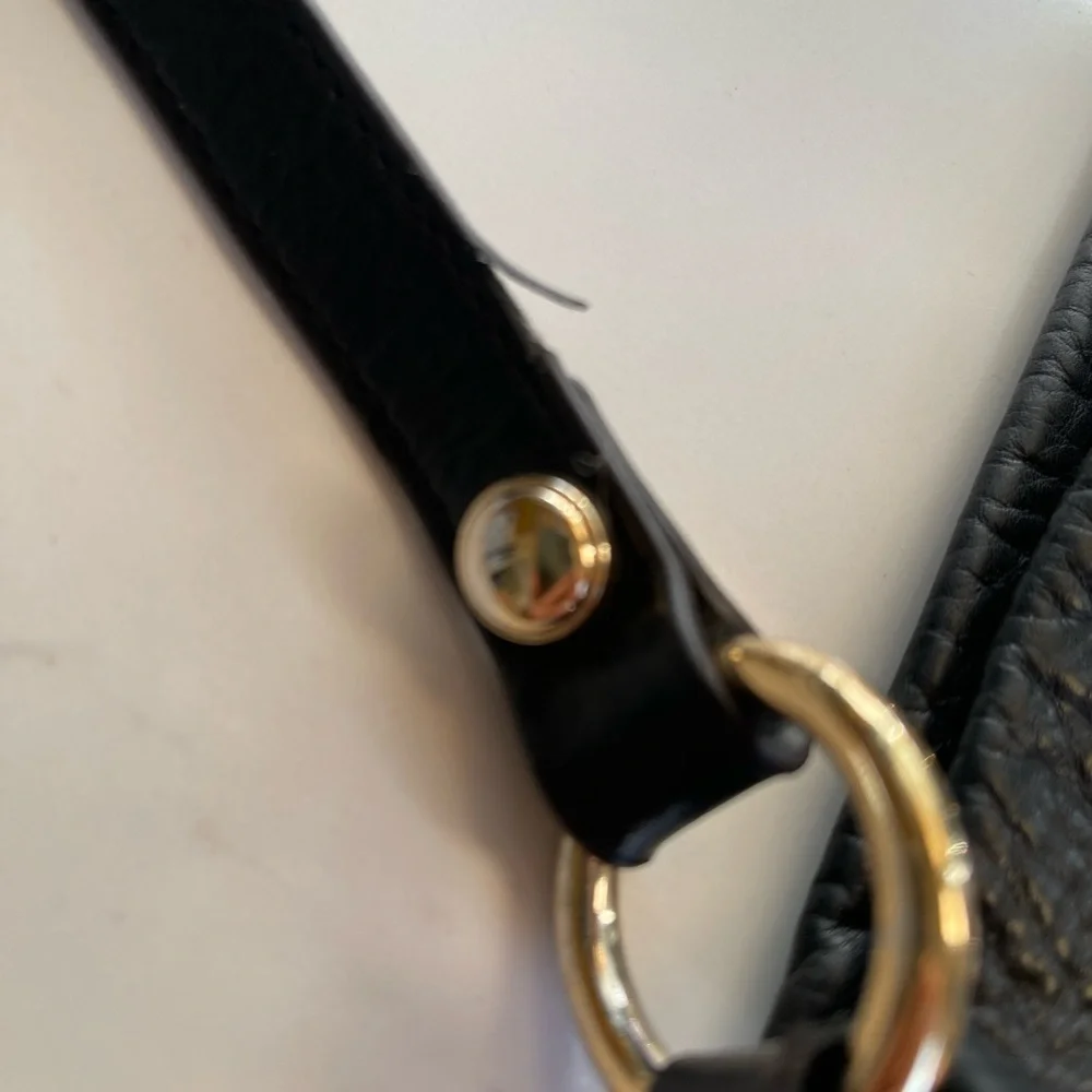 Vintage B. Makowsky Black Leather Gold Accent, crossbody purse